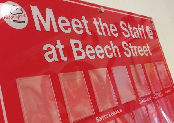 Stunning new wall displays and staff board at Beech Street Primary