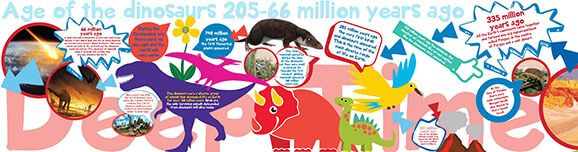 Images and information from deep time displayed in a fun and imaginative way.