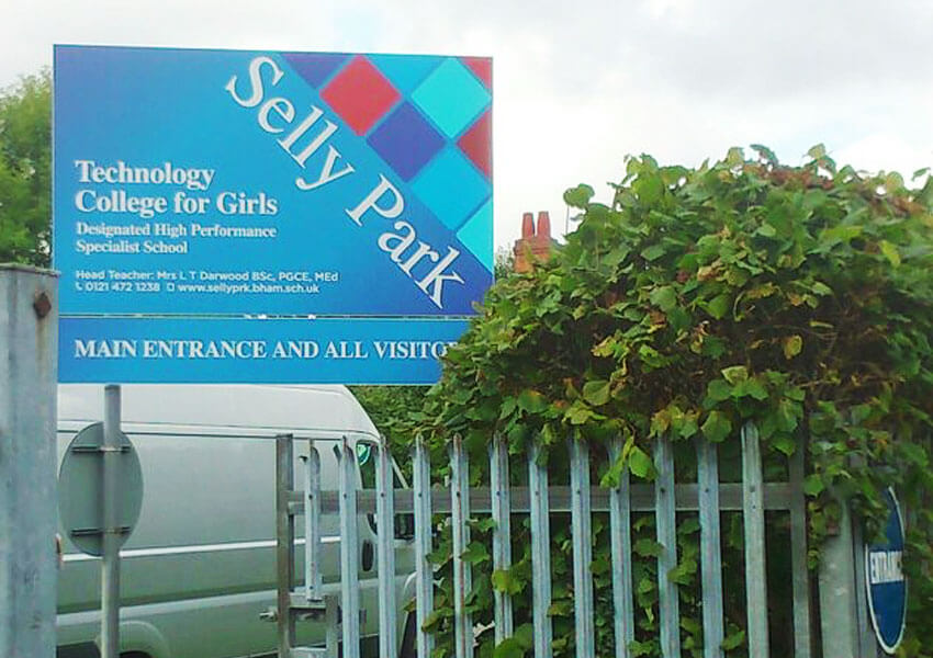 Location signs outside the school