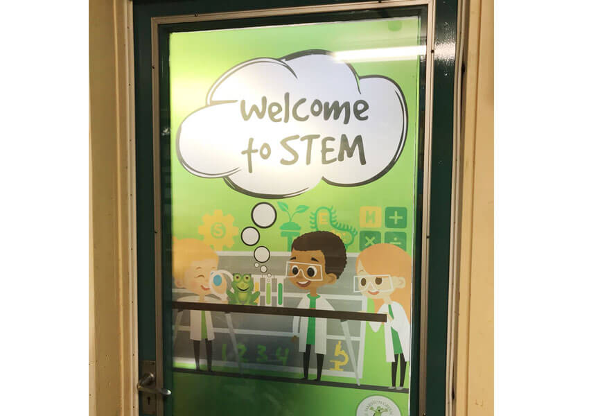 Door vinyls creating a stimulating environment.