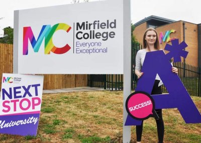 Results day is here with our sixth form branding at Mirfield College