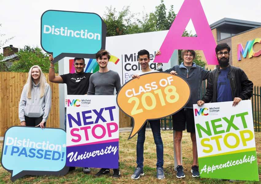 Results day is here with our sixth form branding at Mirfield College