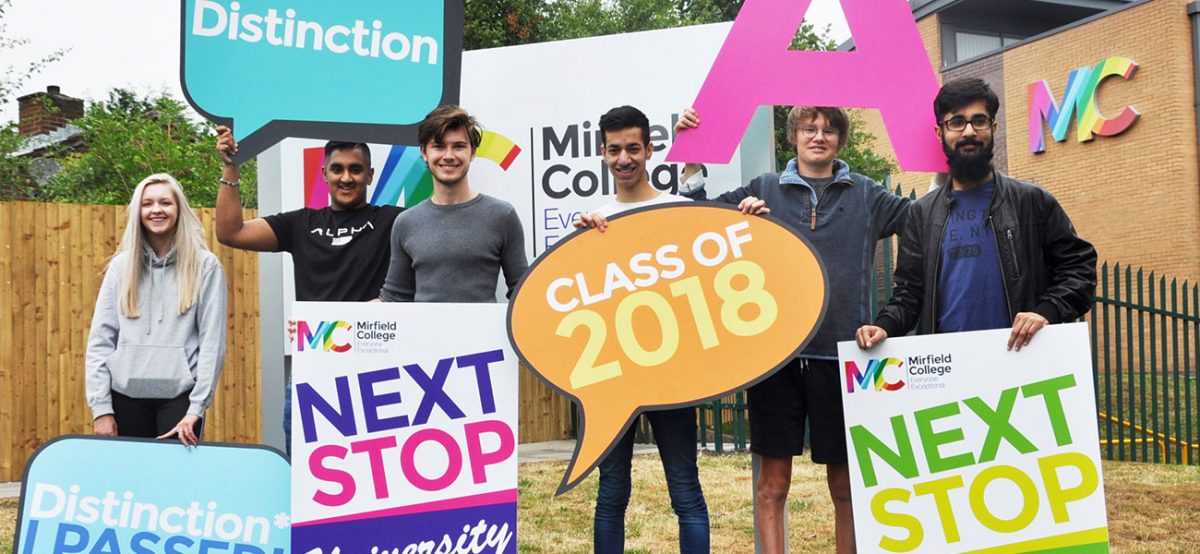 Results day is here with our sixth form branding at Mirfield College