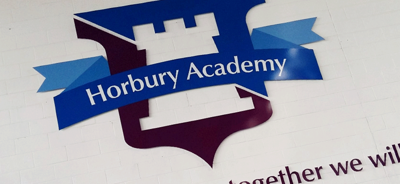 School signs and wall displays at Horbury Academy