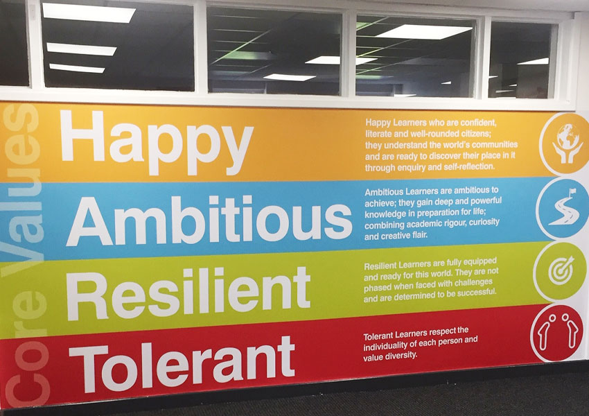New curriculum wall art gives a great feeling at Hart Academy
