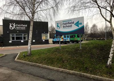 Outdoor school signage and logo