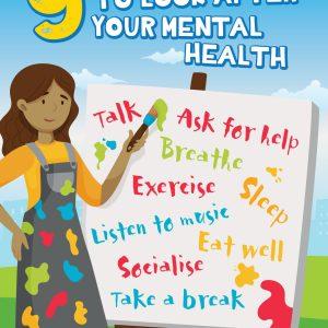 9 Ways To Look After Your Mental Health Wall Art Graphic for Primary Schools