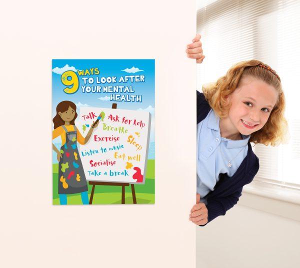 9 Ways To Look After Your Mental Health Wall Art Graphic for Primary Schools - Image 2