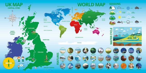 World Map and UK Map Wall Display for Primary Schools - Image 3