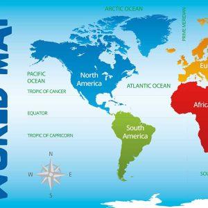 World Map Wall Display for Primary Schools