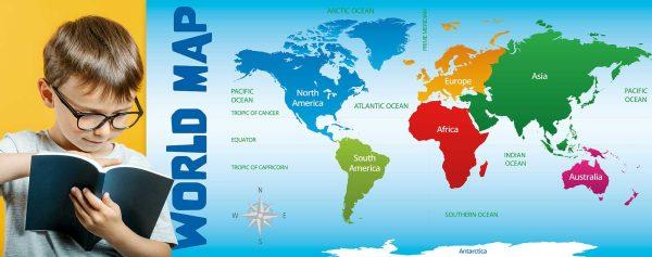 World Map Wall Display for Primary Schools