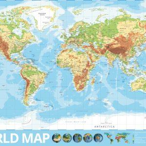 Topographical World Map for Secondary Schools
