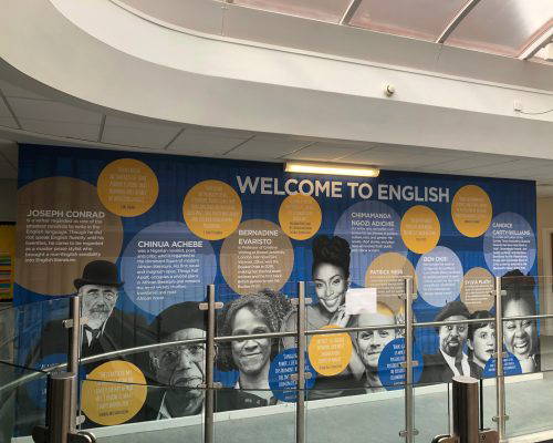 Welcome to English Wall Display Welcome to English display at All Saints Catholic High School by Design for Education.