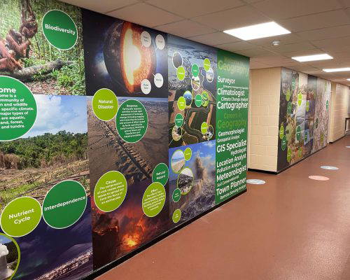 geography-wall-display-showing-different-cultures Geography wall highlighting the key features of different cultures. Designed, manufactured and installed by Design for Education