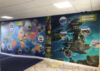 Around Britain and world map displays. Designed, manufactured and installed by Design for Education.