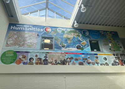 Welcome to Humanities wall art and world map display. Designed, manufactured and installed by Design for Education.