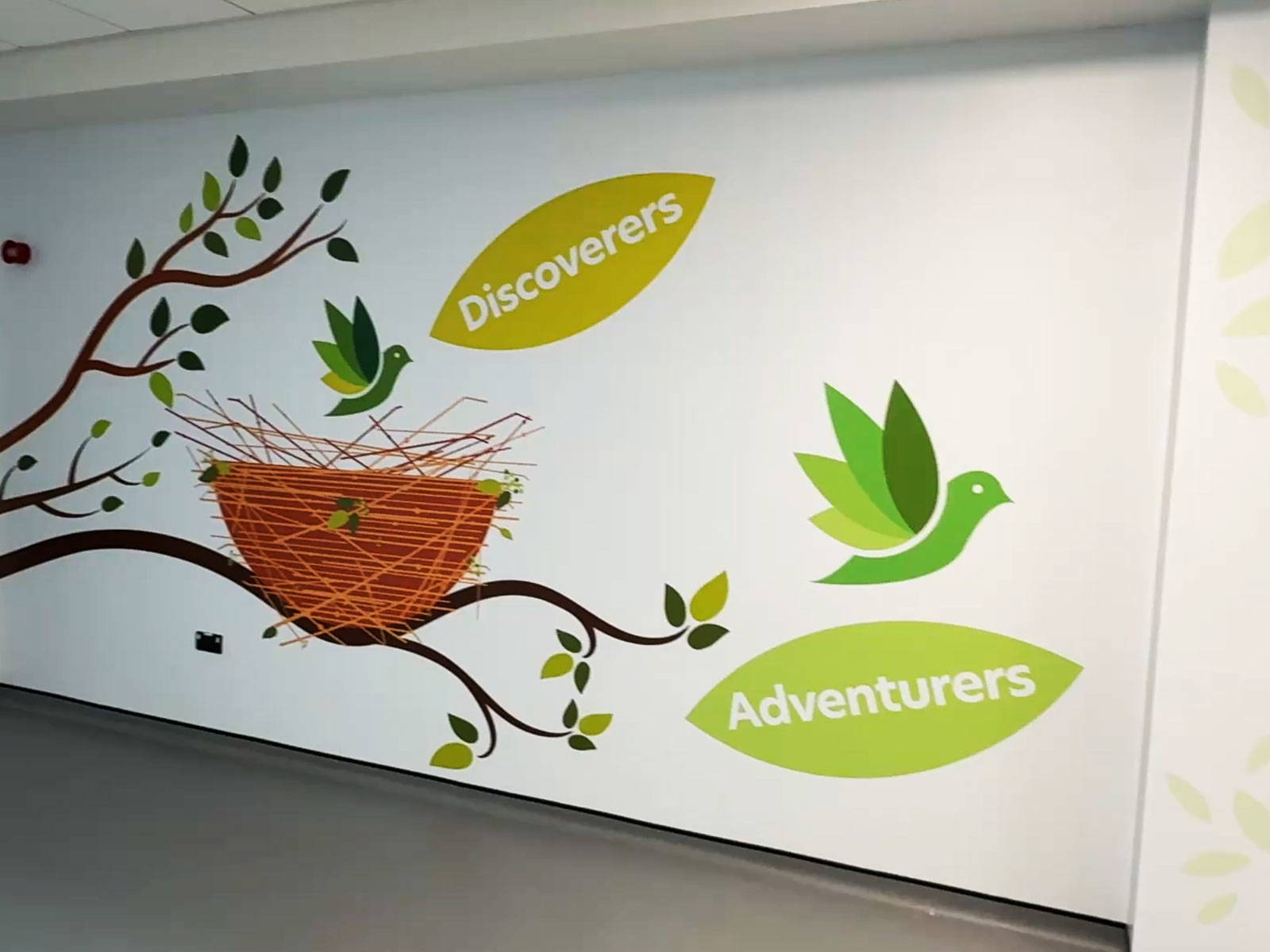 School Hall educational wall art aligned with seasonal colour zoning