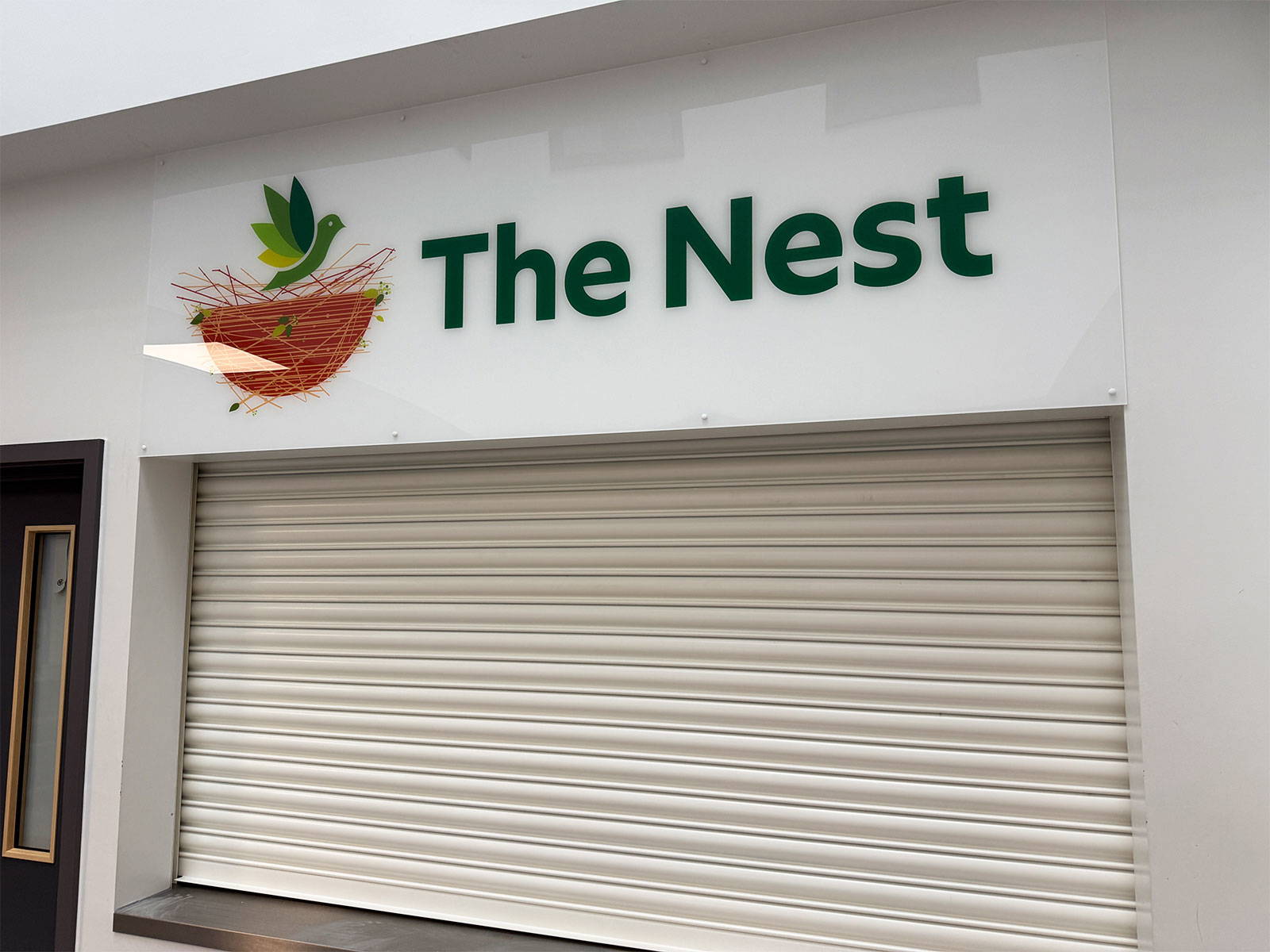 Detailed School Hall wall graphics showing birds representing key stages