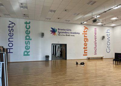 Bronte Girls Academy Values Wall. Designed by Design for Education.