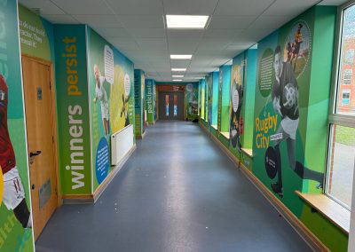 Sheffield Springs Academy sports corridor wall art. Designed, manufactured and installed by Design for Education