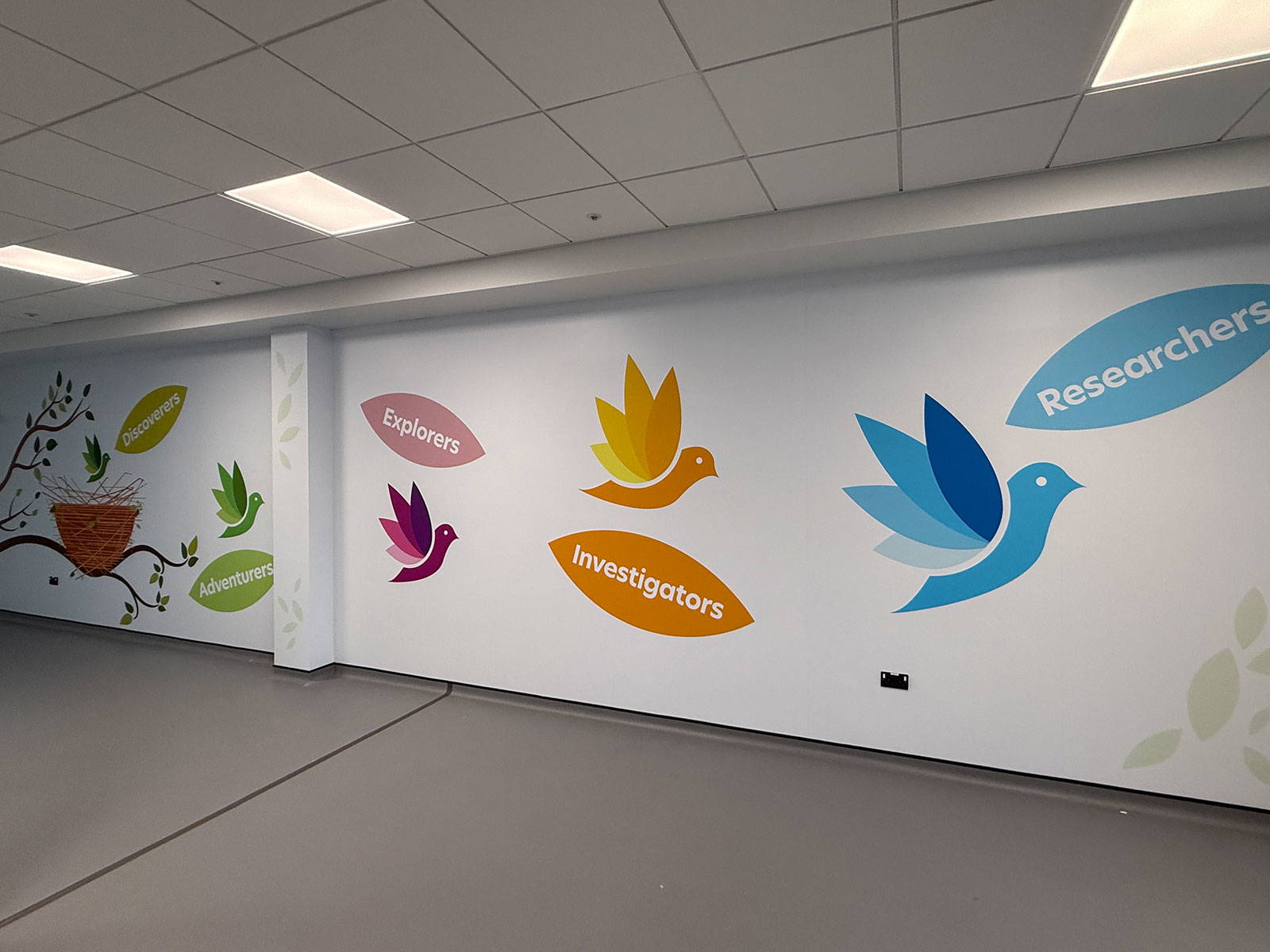 School Hall graphics showing key stage graphics