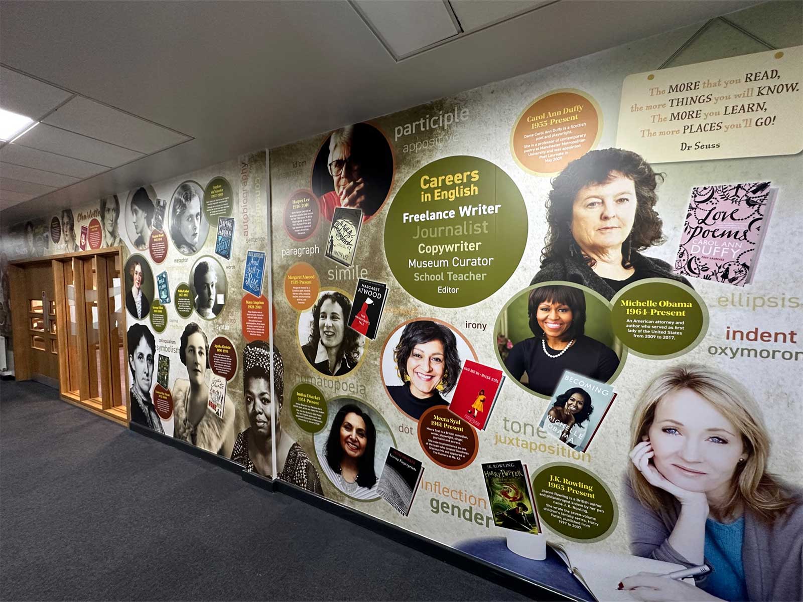 Bronte sisters inspired English wall mural transforming secondary school corridor
