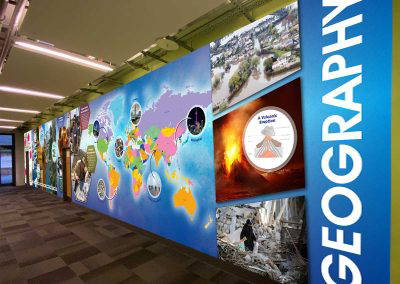 bespoke geography corridor wall art educational wall art installation
