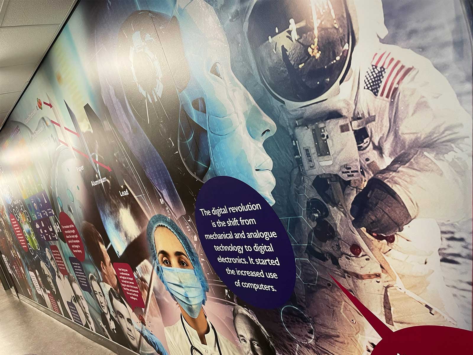 bespoke-science-wall-art-secondary Bespoke science wall art designed for secondary school learning environment