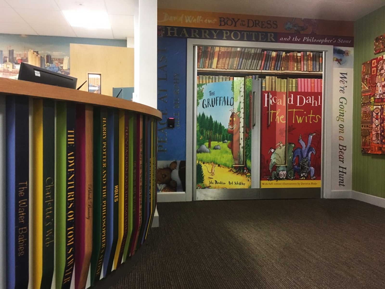 The magical entrance at River View Primary School in Salford celebrating a love of reading.