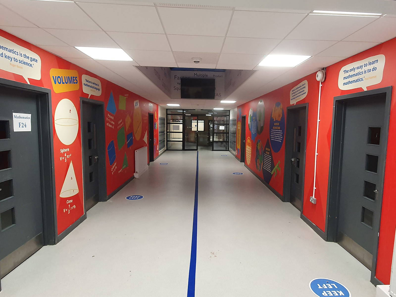 GCSE Maths wall display enhancing learning environment design in school corridor