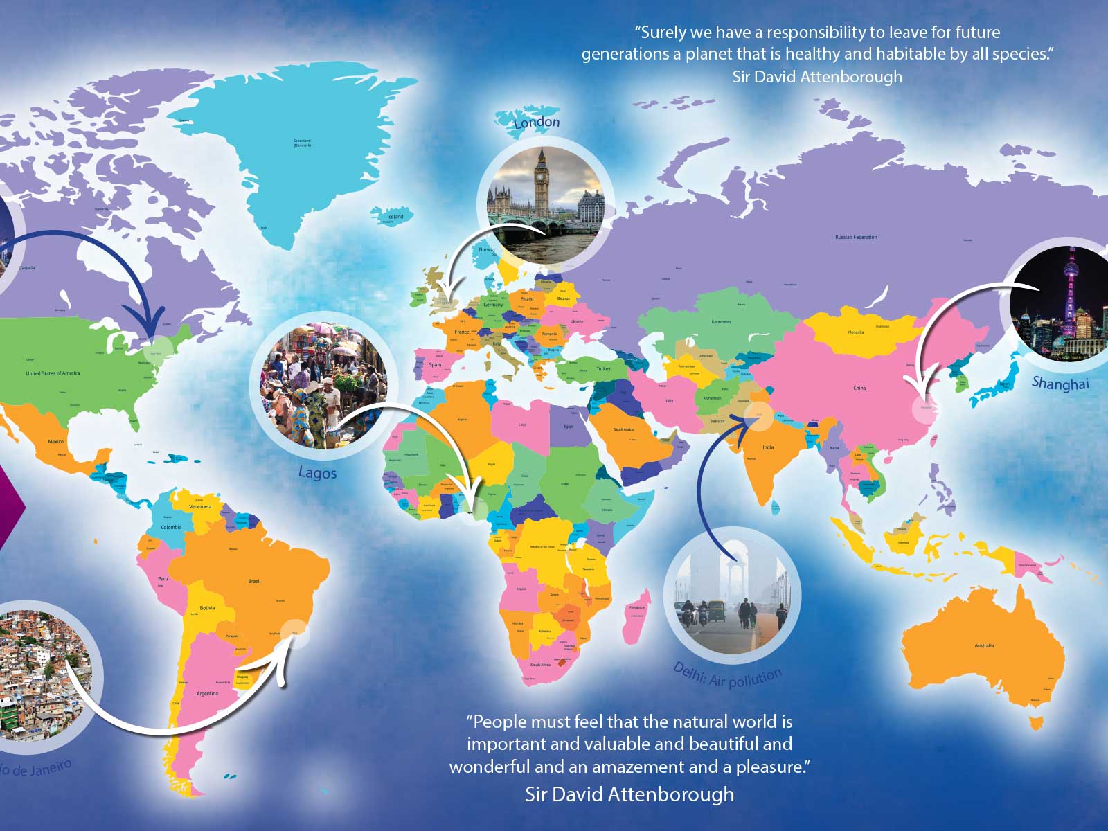 floor to ceiling geography corridor wall art supporting learning environment design
