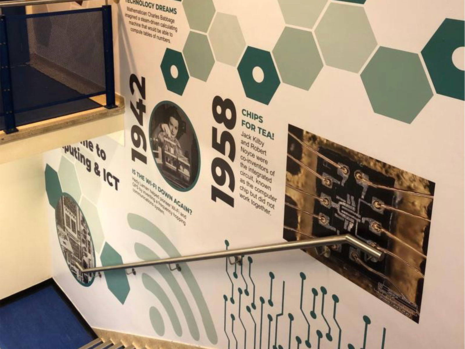 computer science wall art welcoming students to the ICT department