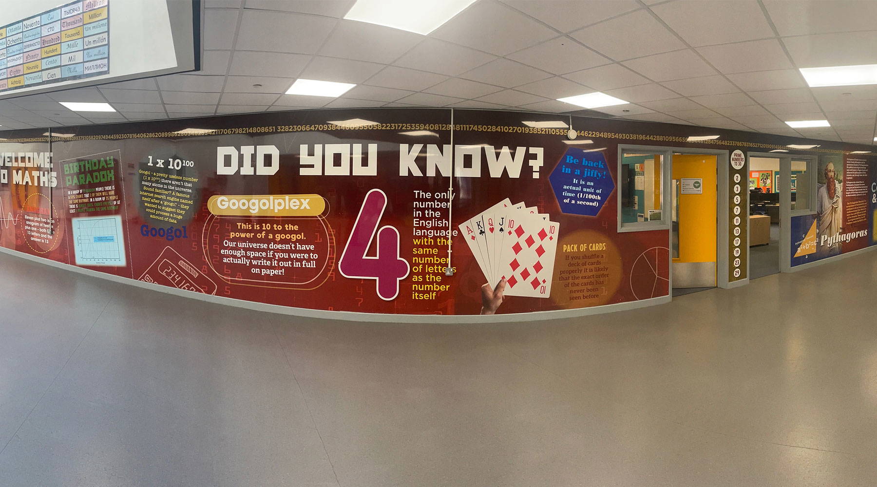 meadowhead-sheffield-maths-mural The new Secondary School Maths Mural looking great on the breeze block walls at Meadowhead School in Sheffield.