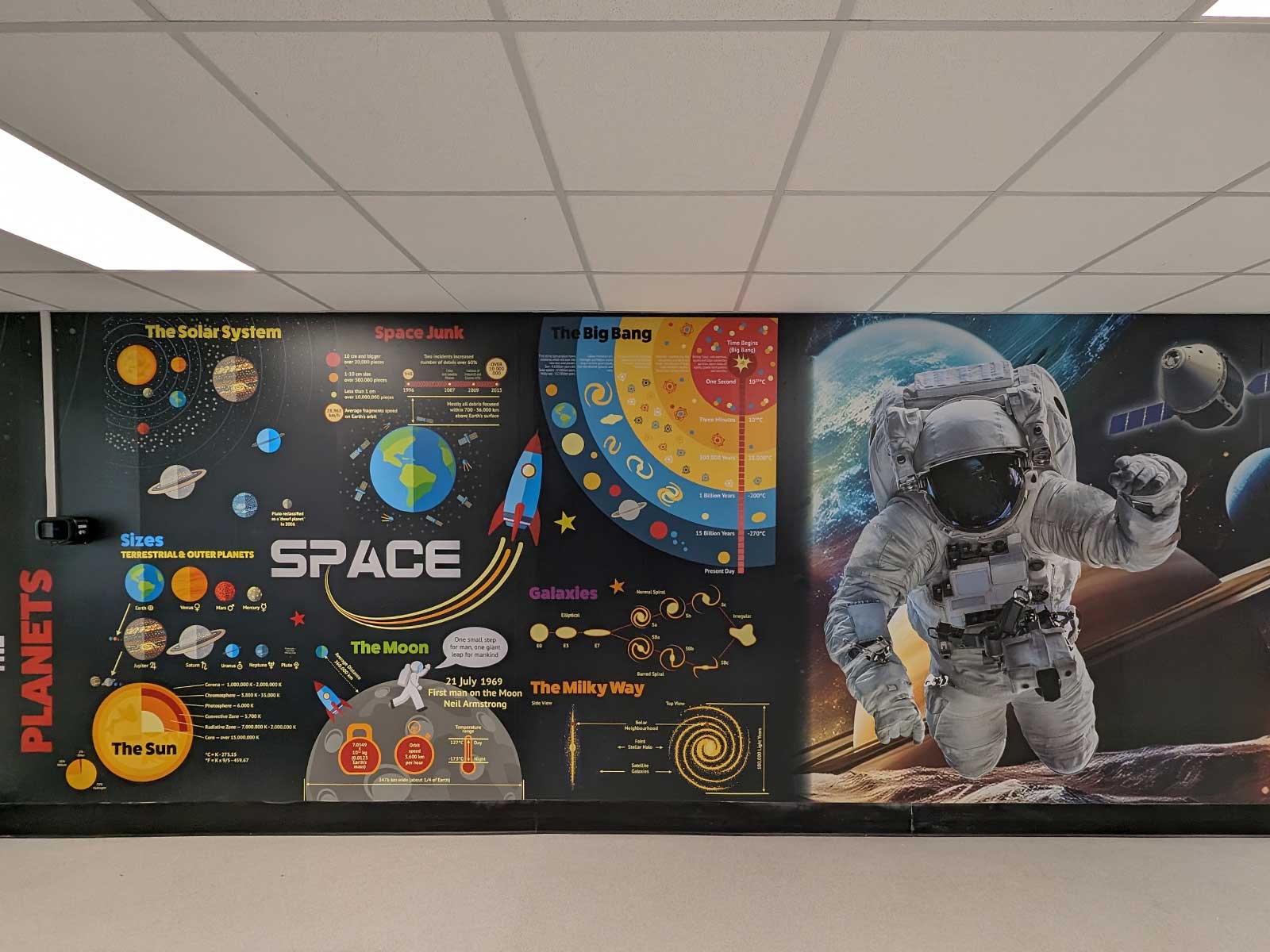 Curriculum-focused secondary science wall art in school corridor