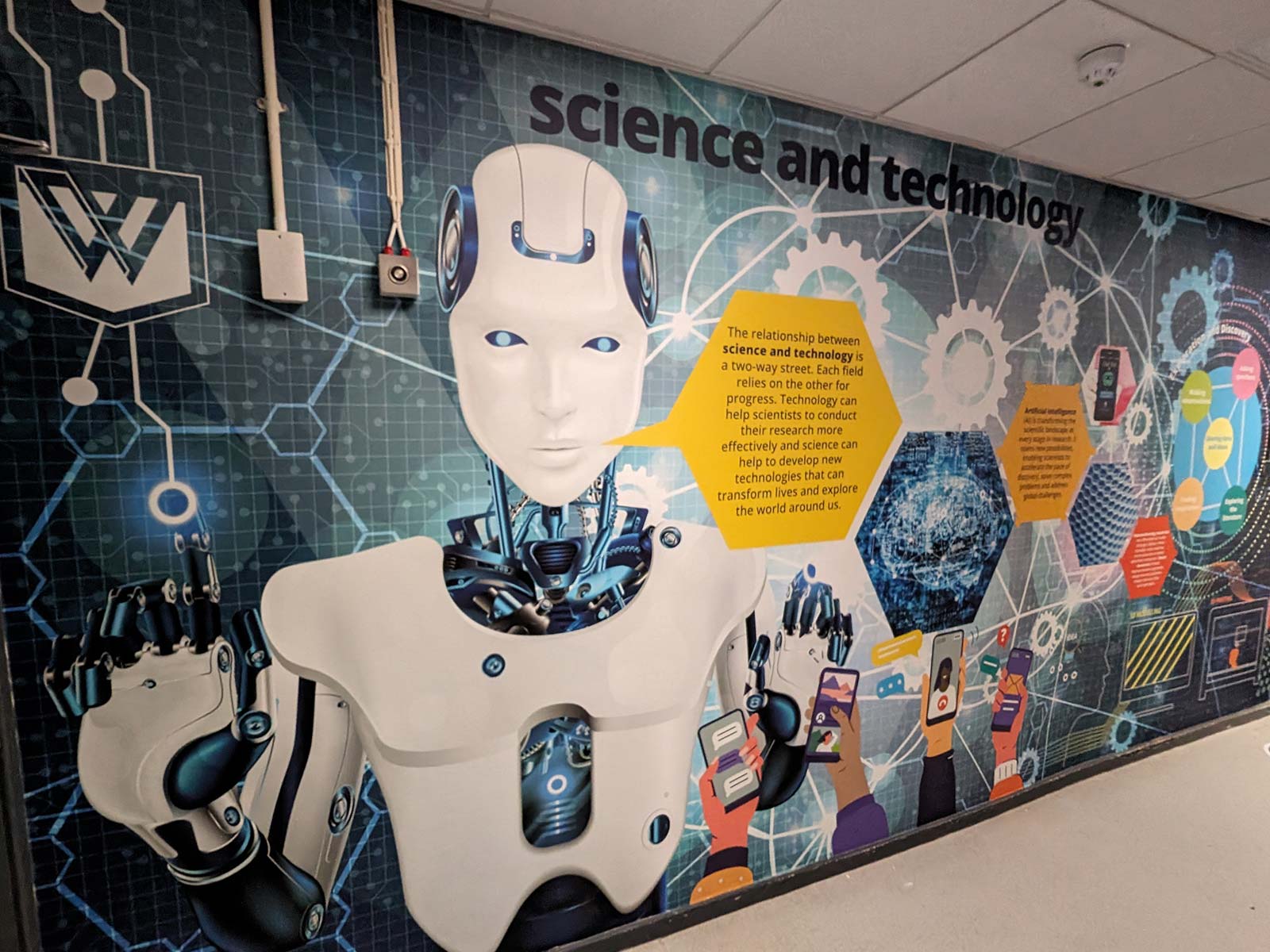 Science department school branding with educational wall art
