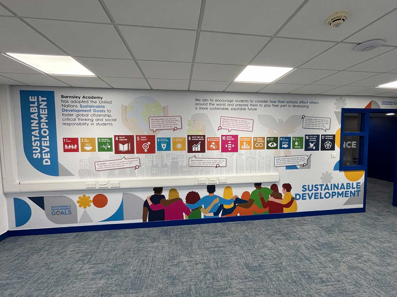 Wall art showing the United Nations Sustainable Development goals