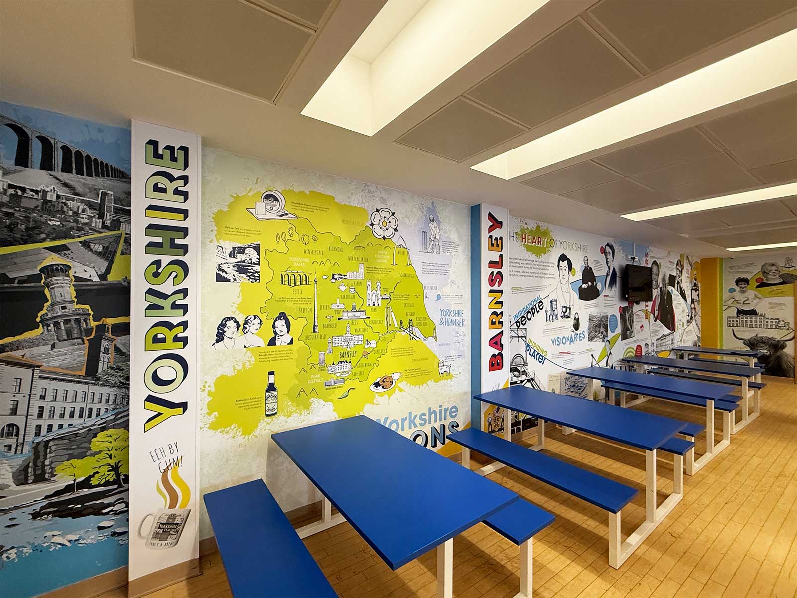 Secondary school branding and educational wall art inside Barnsley Academy