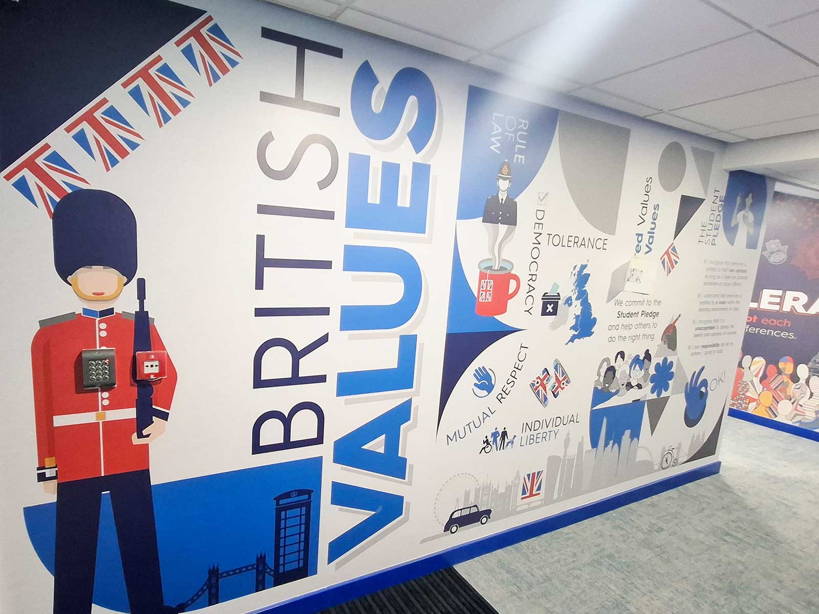 British values wall art creating a calm learning environment in Barnsley Academy