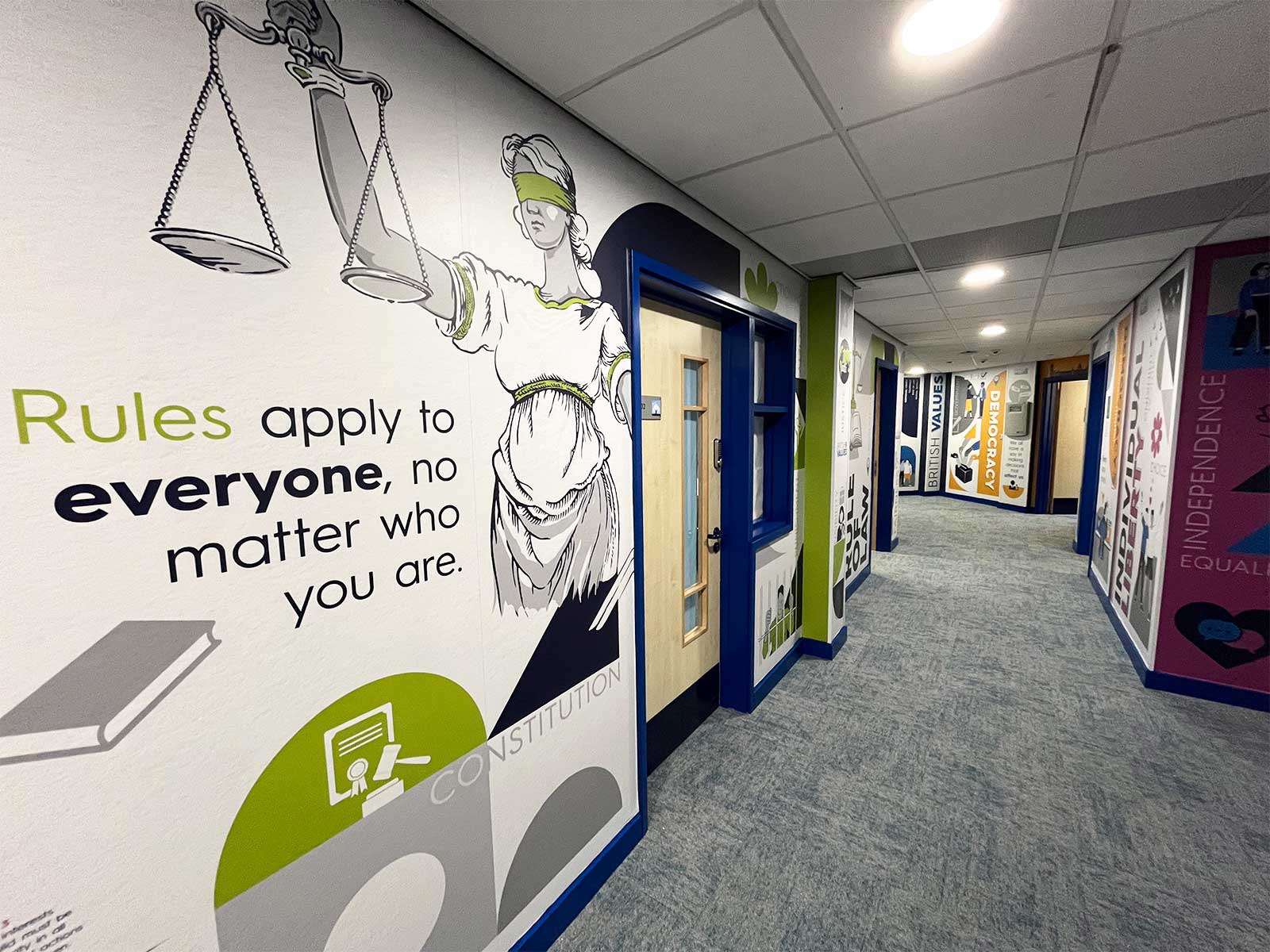 Educational wall art designed for secondary school behaviour support areas