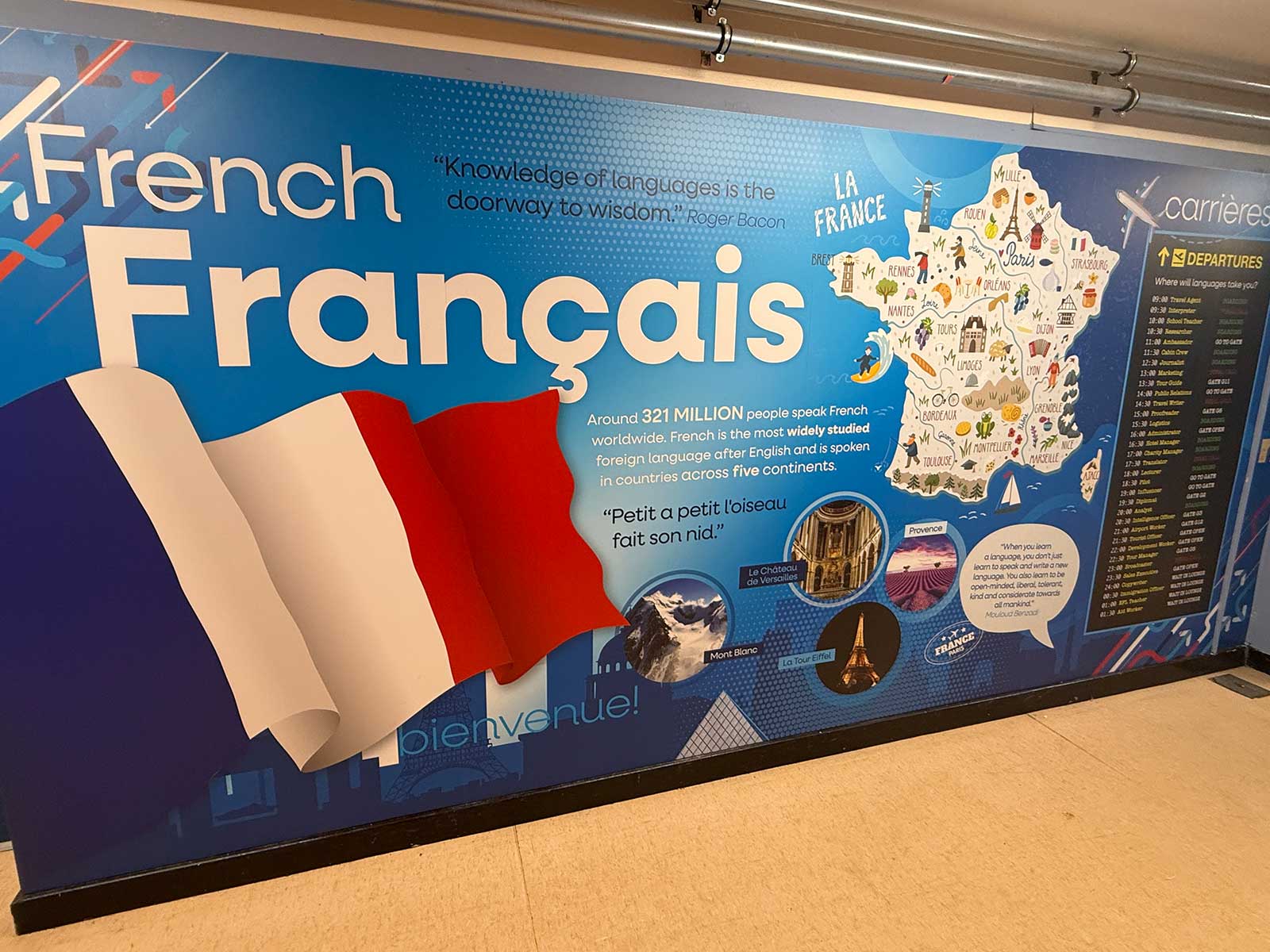 French themed MFL wall art with educational school wall graphics